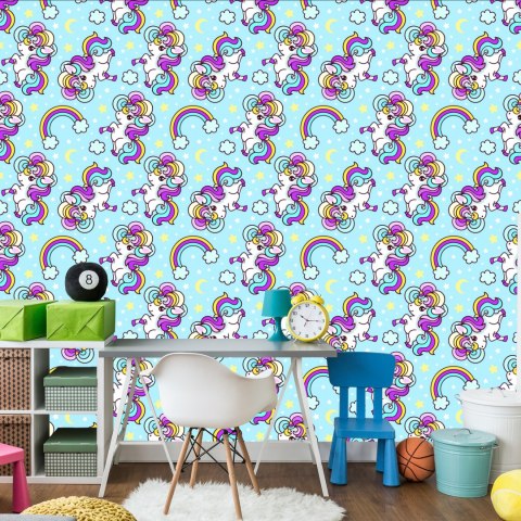 Tapeta Dla Dzieci - Piękne Kolorowe Jednorożce