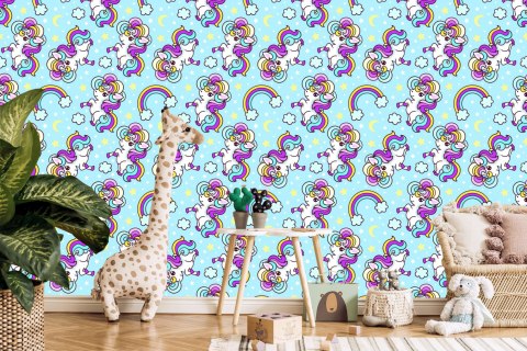 Tapeta Dla Dzieci - Piękne Kolorowe Jednorożce