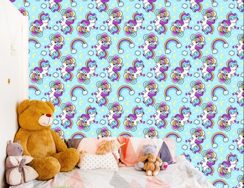 Tapeta Dla Dzieci - Piękne Kolorowe Jednorożce