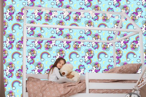 Tapeta Dla Dzieci - Piękne Kolorowe Jednorożce