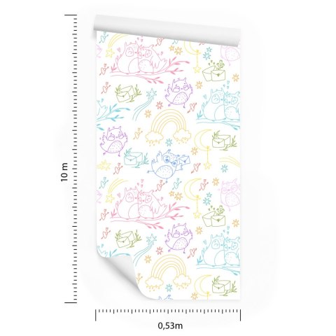 Tapeta Kolorowe Sowy