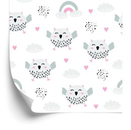 Tapeta Sowy Z Sercami W Tle