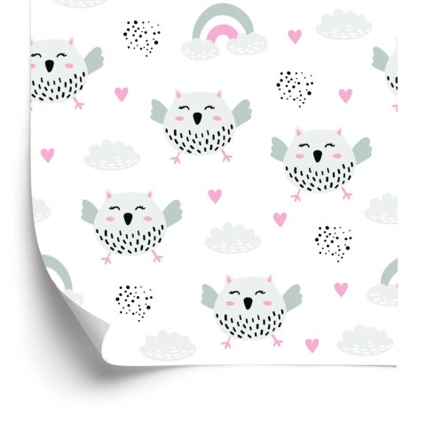 Tapeta Sowy Z Sercami W Tle