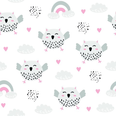 Tapeta Sowy Z Sercami W Tle