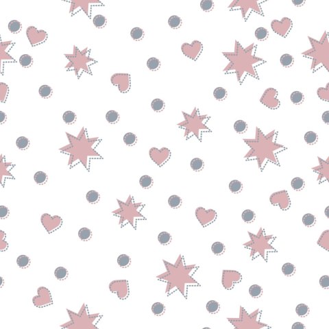 Tapeta Dla Dzieci - Gwiazdki, Serduszka I Kółka