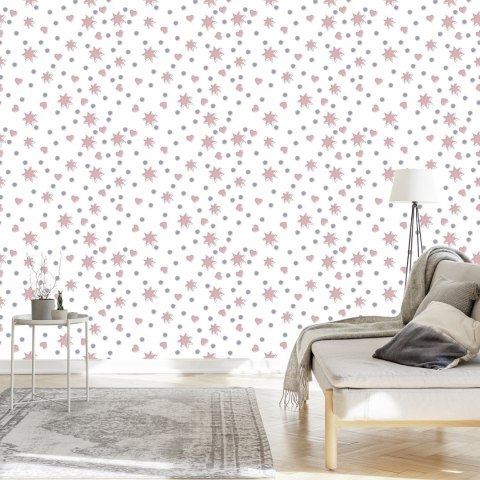 Tapeta Dla Dzieci - Gwiazdki, Serduszka I Kółka