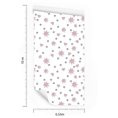 Tapeta Dla Dzieci - Gwiazdki, Serduszka I Kółka