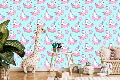 Tapeta Dla Dzieci - Jednorożce I Pączki