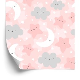Tapeta Dla Dzieci - Wesołe Gwiazdki, Chmurki I Księżyce