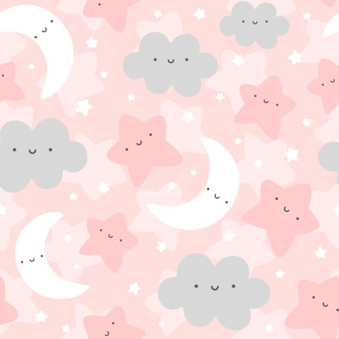 Tapeta Dla Dzieci - Wesołe Gwiazdki, Chmurki I Księżyce