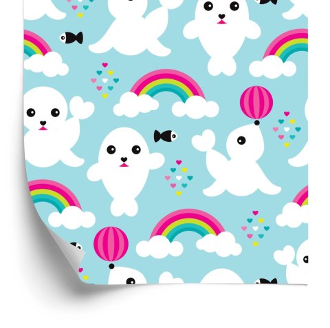 Tapeta Dla Dziewczynek Foki, Ryby, Tęcza, Niebo