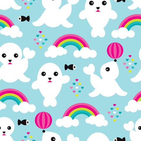 Tapeta Dla Dziewczynek Foki, Ryby, Tęcza, Niebo