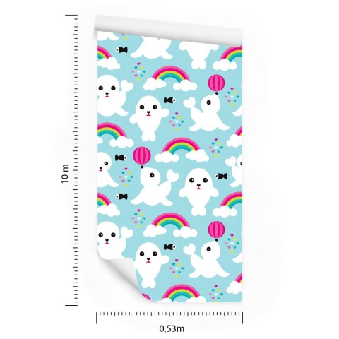 Tapeta Dla Dziewczynek Foki, Ryby, Tęcza, Niebo