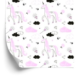 Tapeta Dla Dziewczynek Jednorożce Chmurki Diamenty