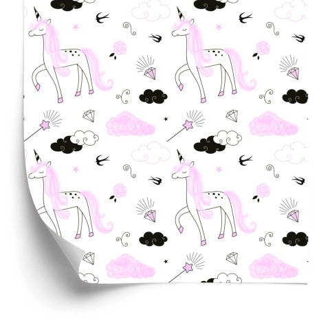 Tapeta Dla Dziewczynek Jednorożce Chmurki Diamenty