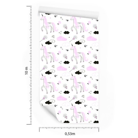 Tapeta Dla Dziewczynek Jednorożce Chmurki Diamenty