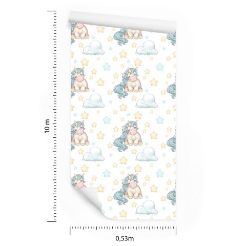 Tapeta Dla Dziewczynek Jednorożce Chmurki Gwiazdy