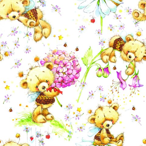 Tapeta Dla Dziewczynek Misie Kwiaty Rośliny Liście