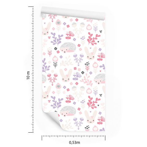 Tapeta Dla Dziewczynek Pastelowe Zwierzątka Kwiaty