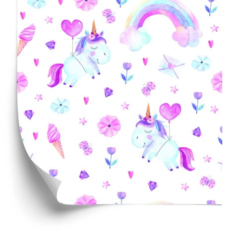 Tapeta Dla Dziewczynki Jednorożce, Diamenty, Serca