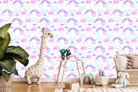 Tapeta Dla Dziewczynki Tęcza Kolorowe Chmurki