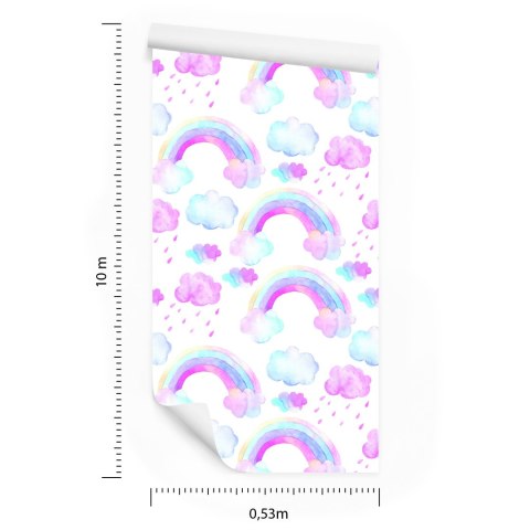 Tapeta Dla Dziewczynki Tęcza Kolorowe Chmurki