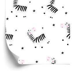 Tapeta Dla Dziewczynki Zwierzątka, Zebry, Gwiazdy