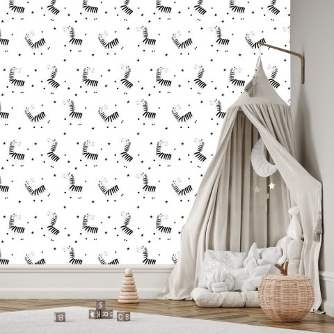 Tapeta Dla Dziewczynki Zwierzątka, Zebry, Gwiazdy