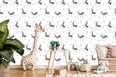 Tapeta Dla Dziewczynki Zwierzątka, Zebry, Gwiazdy