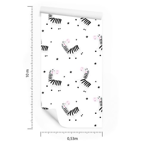 Tapeta Dla Dziewczynki Zwierzątka, Zebry, Gwiazdy