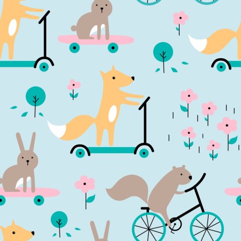 Tapeta Do Pokoju Dziecka Drzewa Liście Zwierzęta