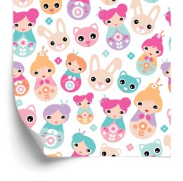 Tapeta Do Pokoju Dziewczynek Zwierzątka, Kwiaty