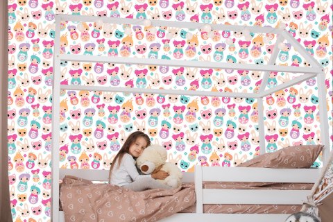 Tapeta Do Pokoju Dziewczynek Zwierzątka, Kwiaty