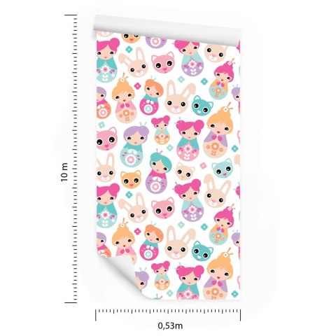 Tapeta Do Pokoju Dziewczynek Zwierzątka, Kwiaty