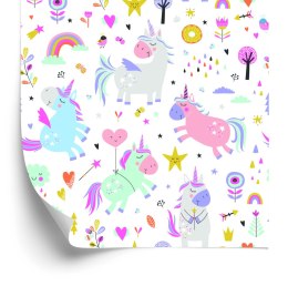 Tapeta Do Pokoju Dziewczynki, Jednorożce, Kwiaty