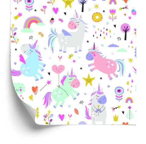 Tapeta Do Pokoju Dziewczynki, Jednorożce, Kwiaty