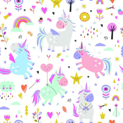 Tapeta Do Pokoju Dziewczynki, Jednorożce, Kwiaty