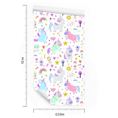 Tapeta Do Pokoju Dziewczynki, Jednorożce, Kwiaty