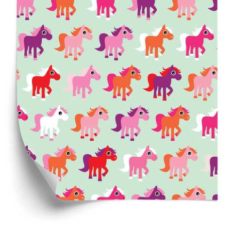 Tapeta Kolorowe Konie, Pokój Dziewczynki