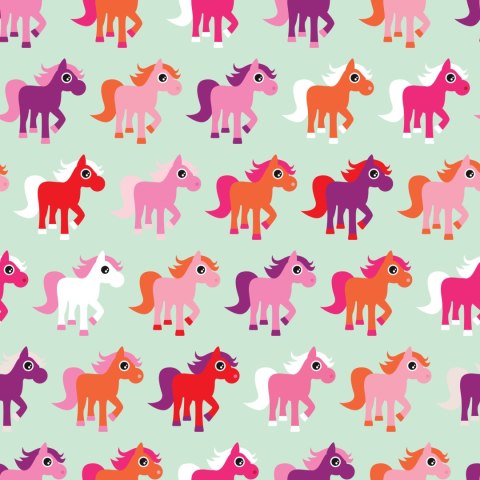 Tapeta Kolorowe Konie, Pokój Dziewczynki