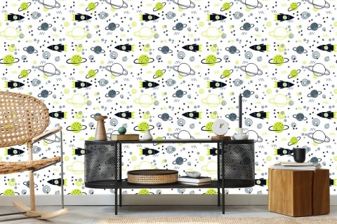 Tapeta Kosmos Rakiety Planety Do Pokoju Dziecka