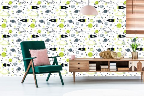 Tapeta Kosmos Rakiety Planety Do Pokoju Dziecka