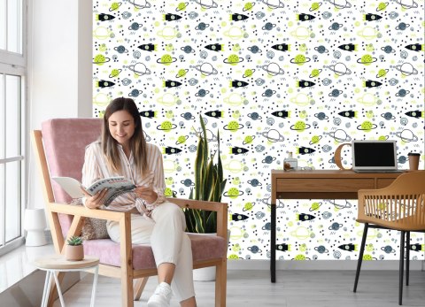 Tapeta Kosmos Rakiety Planety Do Pokoju Dziecka