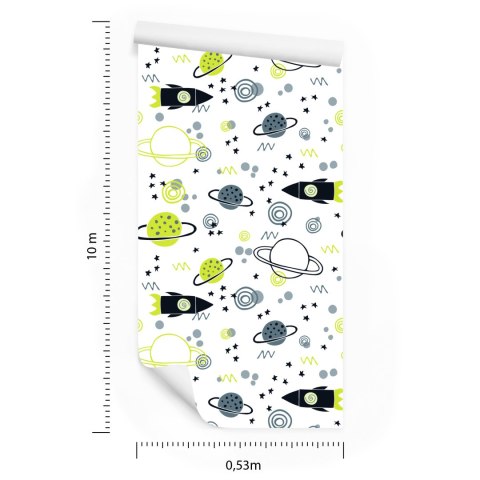Tapeta Kosmos Rakiety Planety Do Pokoju Dziecka