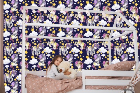 Tapeta W Jednorożce Chmury Dla Dziewczynek