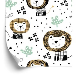 Tapeta Dla Chłopca Lwy, Zwierzęta, Drzewa, Kropki