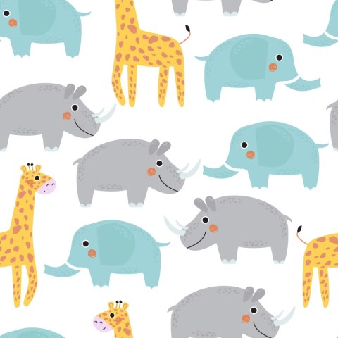 Tapeta Dla Chłopca, Pastelowe Zwierzątka, Safari