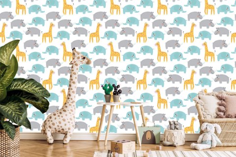 Tapeta Dla Chłopca, Pastelowe Zwierzątka, Safari
