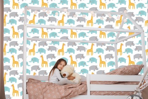 Tapeta Dla Chłopca, Pastelowe Zwierzątka, Safari