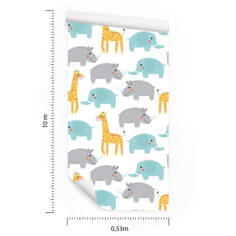 Tapeta Dla Chłopca, Pastelowe Zwierzątka, Safari